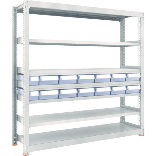 ＴＲＵＳＣＯ　スチール製中量ボルトレス棚　Ｍ３型　樹脂透明引出付　Ｗ１８００×Ｄ４７１×Ｈ１８００　小×２・大×１２　M3-6657-C2D12　1 台