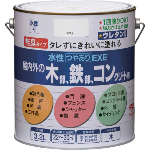 ニッぺ　水性つやありＥＸＥ　３．２Ｌ　ホワイト　ＨＳＵ１０１−３．２　4976124420139　1 缶