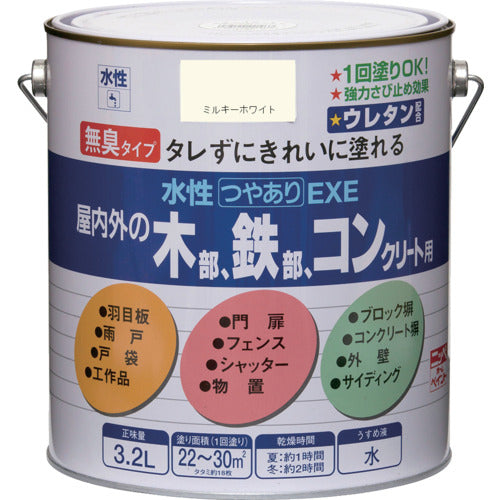 ニッぺ　水性つやありＥＸＥ　３．２Ｌ　ミルキーホワイト　ＨＳＵ１０２−３．２　4976124420238　1 缶