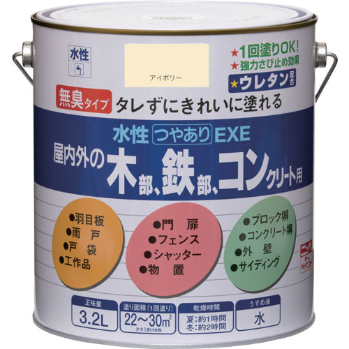 ニッぺ　水性つやありＥＸＥ　３．２Ｌ　アイボリー　ＨＳＵ１０３−３．２　4976124420337　1 缶