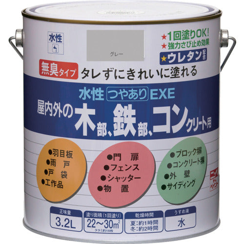 ニッぺ　水性つやありＥＸＥ　３．２Ｌ　グレー　ＨＳＵ１０５−３．２　4976124420535　1 缶