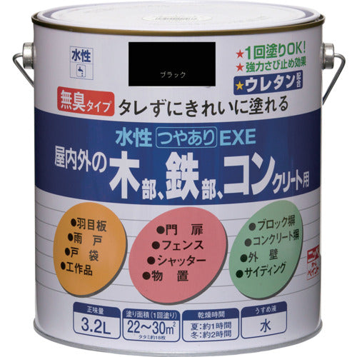 ニッぺ　水性つやありＥＸＥ　３．２Ｌ　ブラック　ＨＳＵ１０６−３．２　4976124420634　1 缶