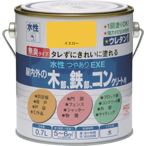 ニッぺ　水性つやありＥＸＥ　０．７Ｌ　イエロー　ＨＳＵ１０８−０．７　4976124420818　1 缶