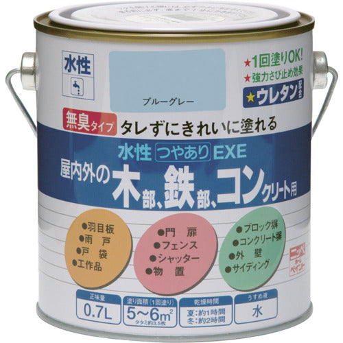 ニッぺ　水性つやありＥＸＥ　０．７Ｌ　ブルーグレー　ＨＳＵ１１８−０．７　4976124421815　1 缶