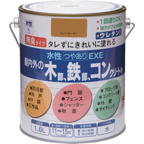 ニッぺ　水性つやありＥＸＥ　１．６Ｌ　ライトカーキー　ＨＳＵ１２２−１．６　4976124422225　1 缶