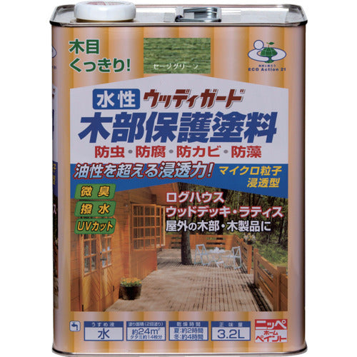 니페 수성 우디 가드 3.2L 세이지 그린 HW212-3.2 4976124533266 1 캔