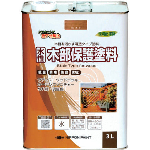 ニッぺ　水性木部保護塗料　３Ｌ　オーク　ＨＸＹ００６−３　4976124544552　1 缶