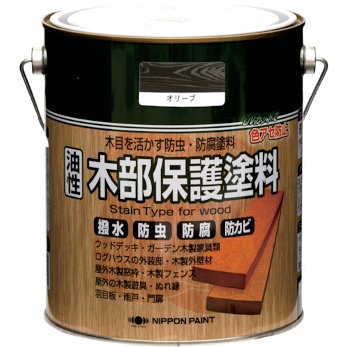 ニッぺ　油性木部保護塗料　１．６Ｌ　オリーブ　ＨＹＭ００４−１．６　4976124519635　1 缶