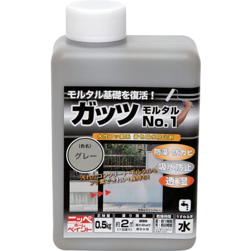 ニッぺ　ガッツ　モルタルＮＯ．１　０．５ｋｇ　グレー　ＨＹＲ００２−０．５　4976124146312　1 缶