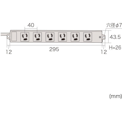 ＳＡＮＷＡ　工事物件電源管理タップ　抜け止めコンセントグレー　コード長さ３ｍ　TAP-K6-3BL　1 本