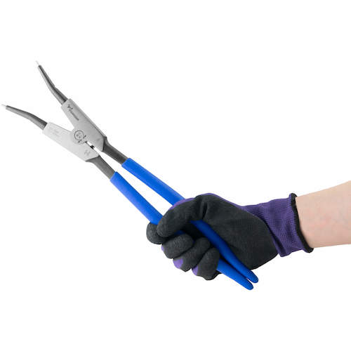 TTC KingTTC Hard Bit Snap Ring Pliers for Shafts, Straight Jaws, Spring Attached, Total Length 326mm, SES-300P, 1 Piece