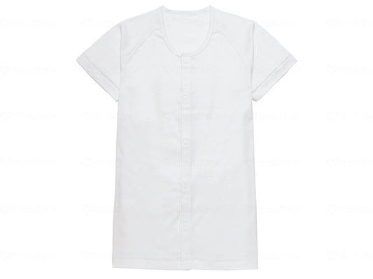 Osaka Angel Easy Front Opening One Touch Underwear for Men, Short Sleeve, White, LL