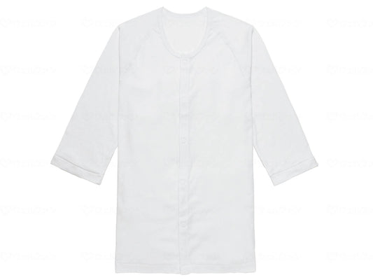 Osaka Angel Easy Front Opening One Touch Underwear for Men, 3/4 Sleeves, White, M