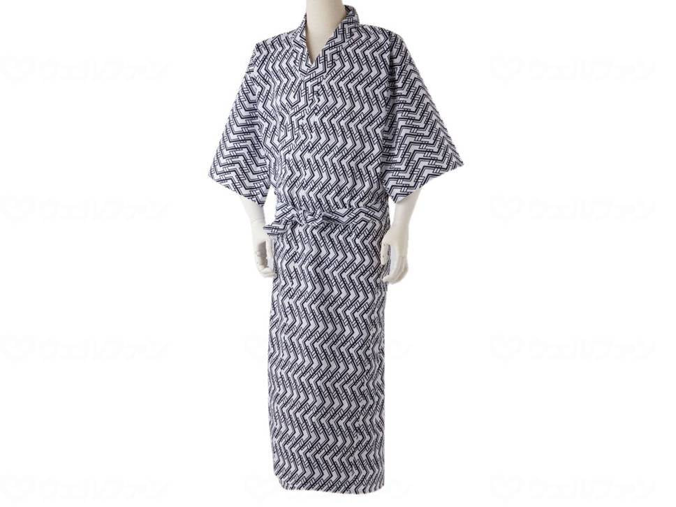 Taketora Taketora Gauze Nightgown for Men, Geometric Pattern, LL