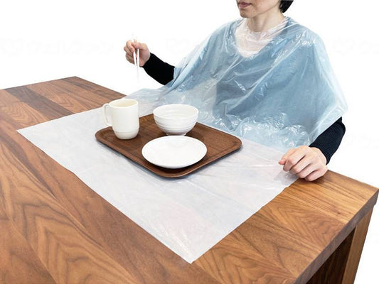 Taketora Disposable Meal Aprons, White, Box of 50