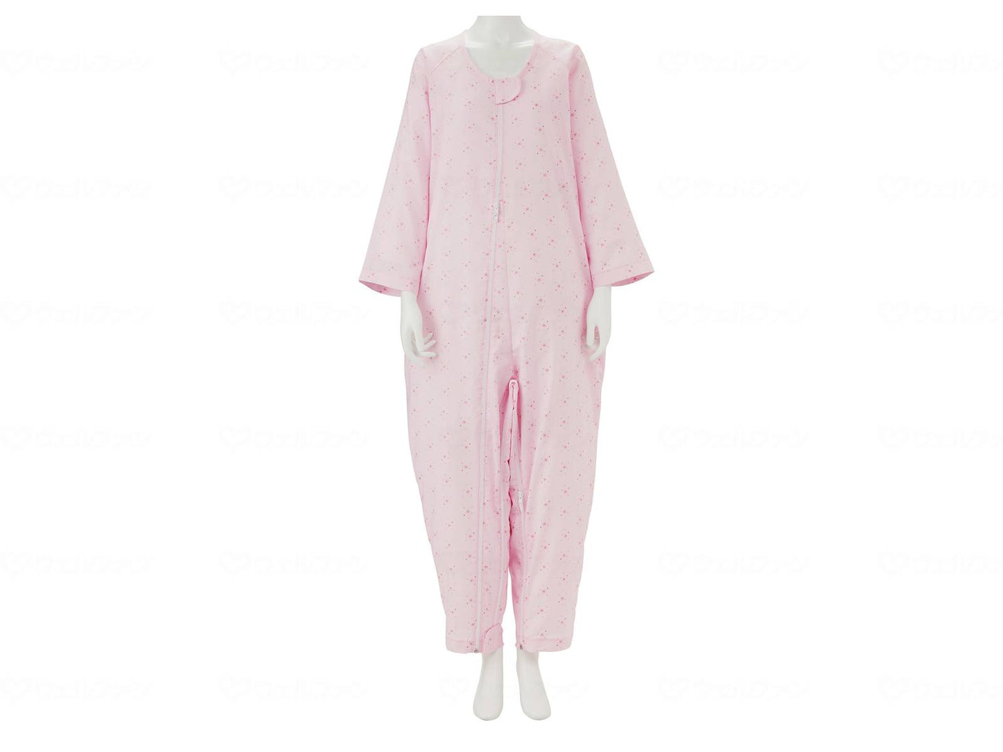 Taketora Soft Care Nightgown Double-Sided Zipper Three-Season Snap Button Pink LL