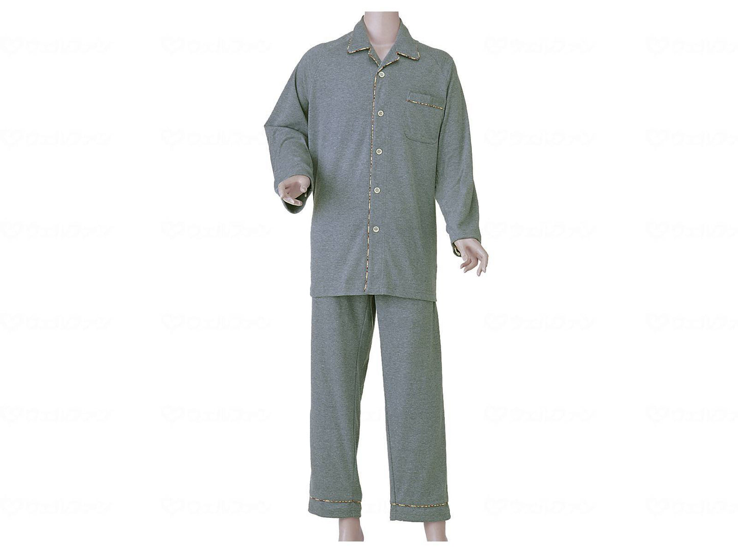 Kobe Seishi Men's Comfortable Pajamas (Smooth) Gray L