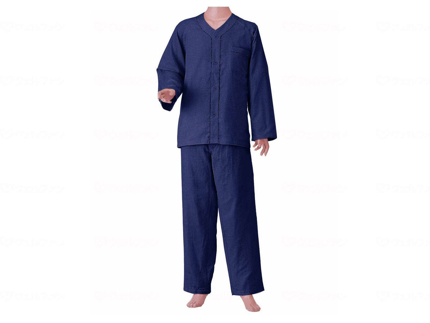 Kobe Seishi Men's Easy Gauze Pajamas Long Sleeve Navy LL