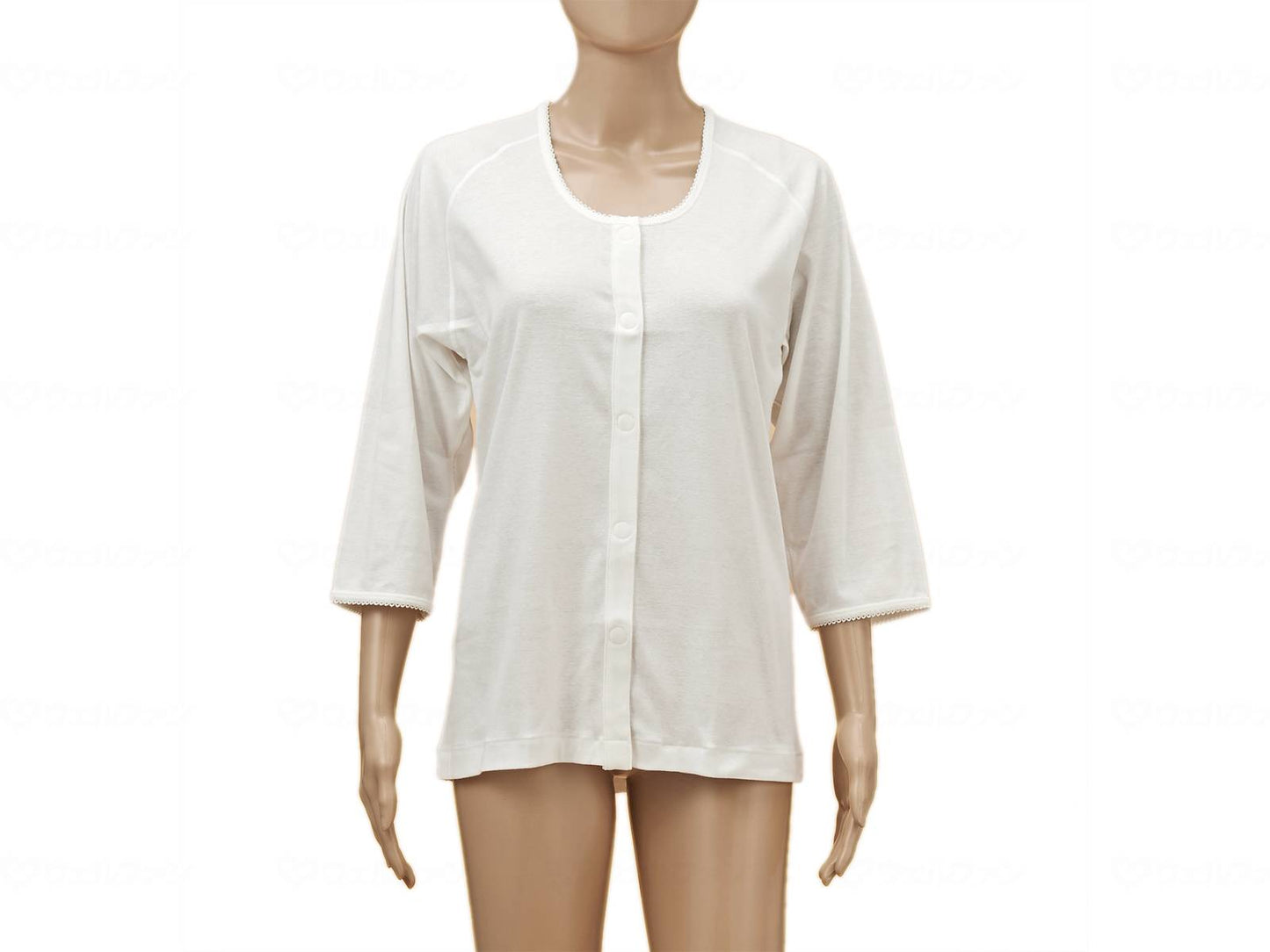 神戸生絲TioTio前開き7分袖（ラグラン袖）婦人用 ｵﾌﾎﾜｲﾄ L