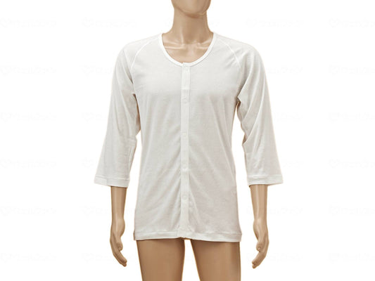 神戸生絲ひば前開き７分袖（ラグラン袖）紳士用 ｵﾌﾎﾜｲﾄ LL