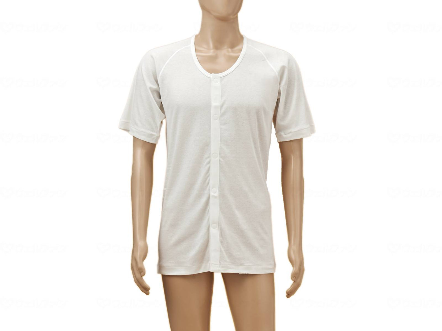 神戸生絲ひば前開き５分袖（ラグラン袖）紳士用 ｵﾌﾎﾜｲﾄ L