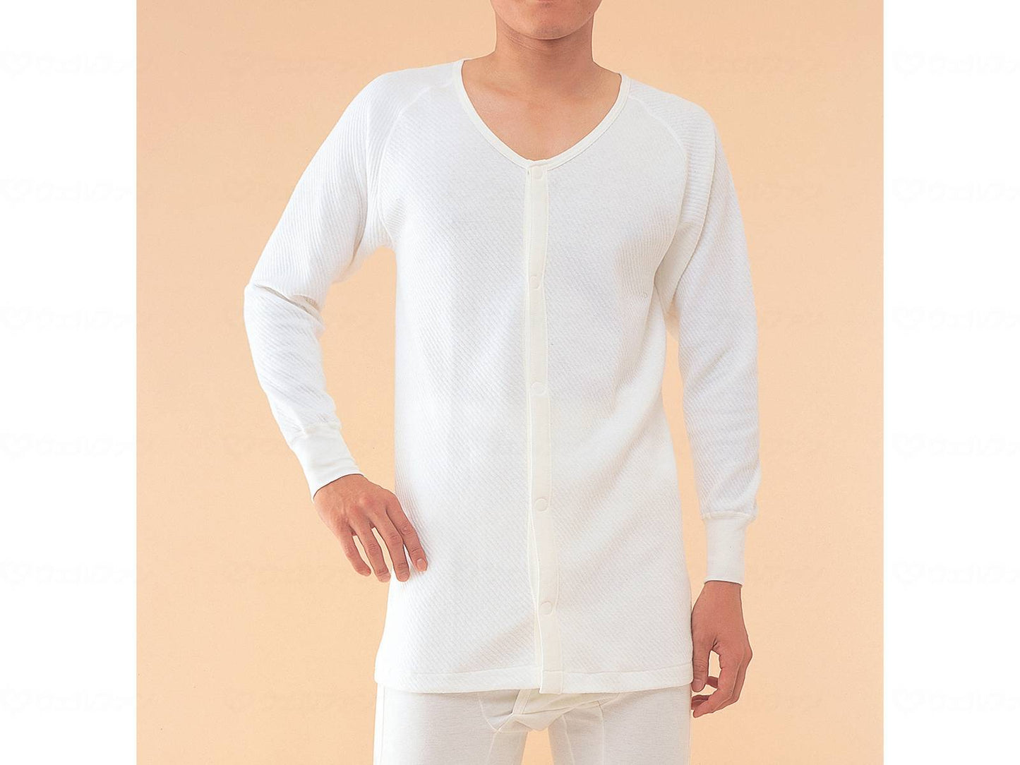 Kobe Silk Quilted Front Open Long Sleeve Men's Off White LL