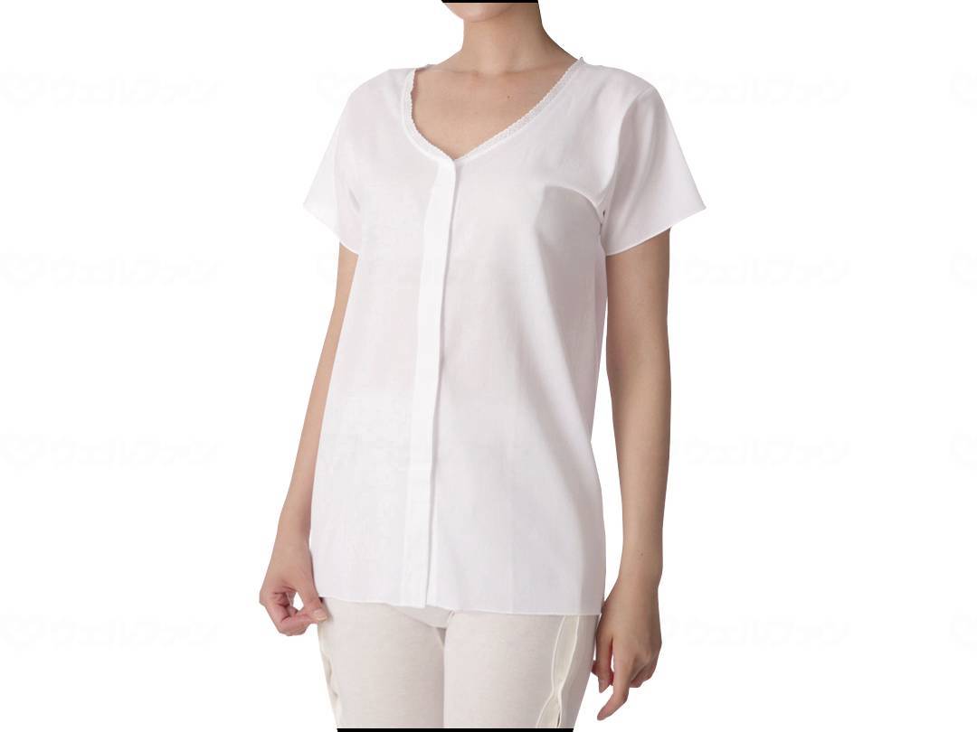 고베 생 맹 여성 클레프 앞 열림 반소매 와이트 LL