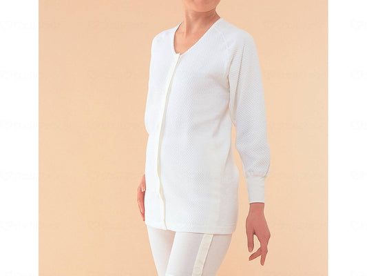 Kobe Silk Quilted Front Open Long Sleeve (Raglan Sleeve) Women's Off White LL