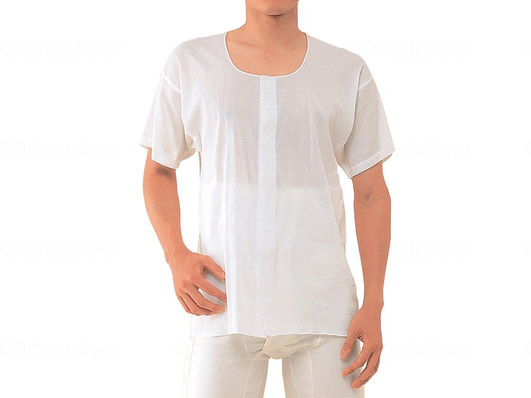 Kobe Seishi Men's Crepe Front Opening Short Sleeve White M