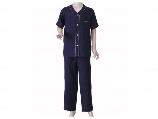 고베 이쿠 신사용 즐겁게 거즈 파자마 반소매 니이비 M