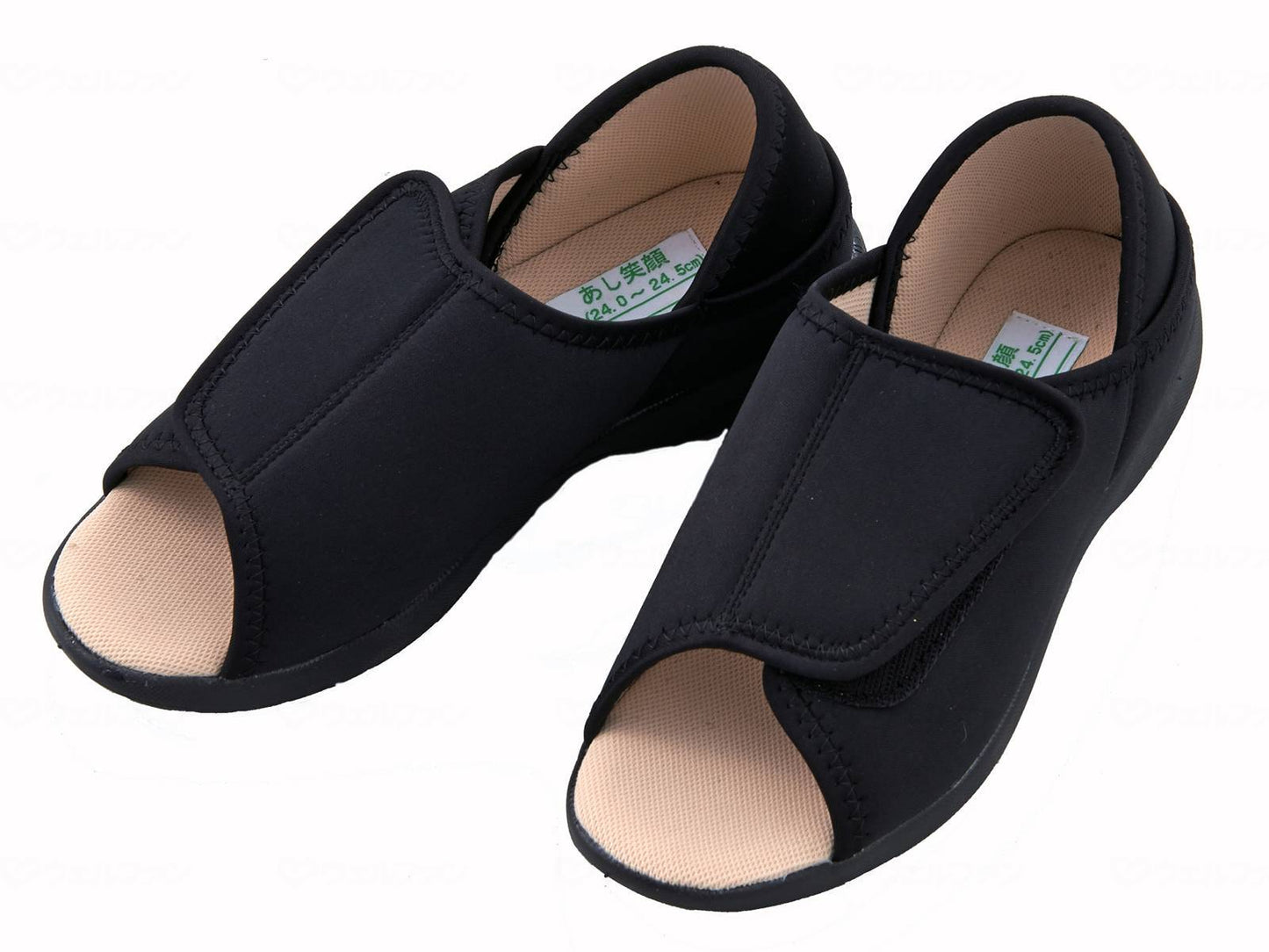 神戸生絲あし笑顔かかとが踏めるﾙｰﾑｼｭｰｽﾞｵｰﾌﾟﾝﾄｩﾀｲ ﾌﾞﾗｯｸ S