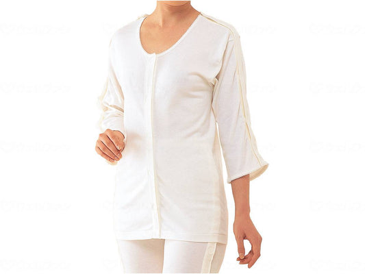 Kobe Seishi Women's Open Front, Open Shoulders, 3/4 Sleeves, Off White, LL