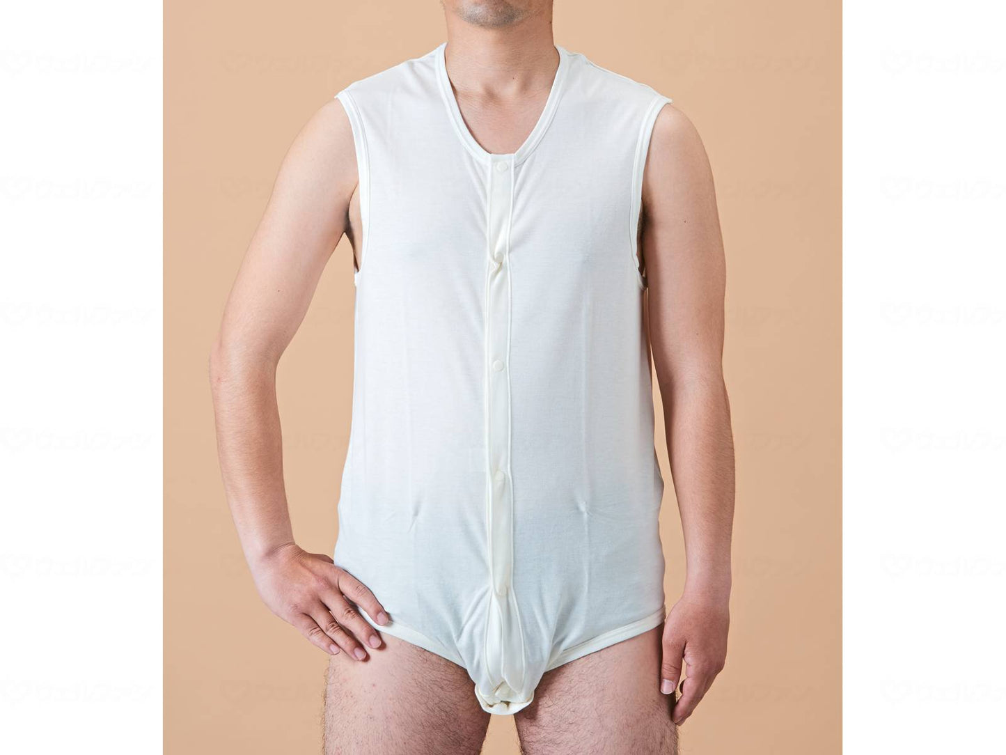 Kobe Seishi Men's and Women's Front Open Sleeveless Body Shirt Off White L