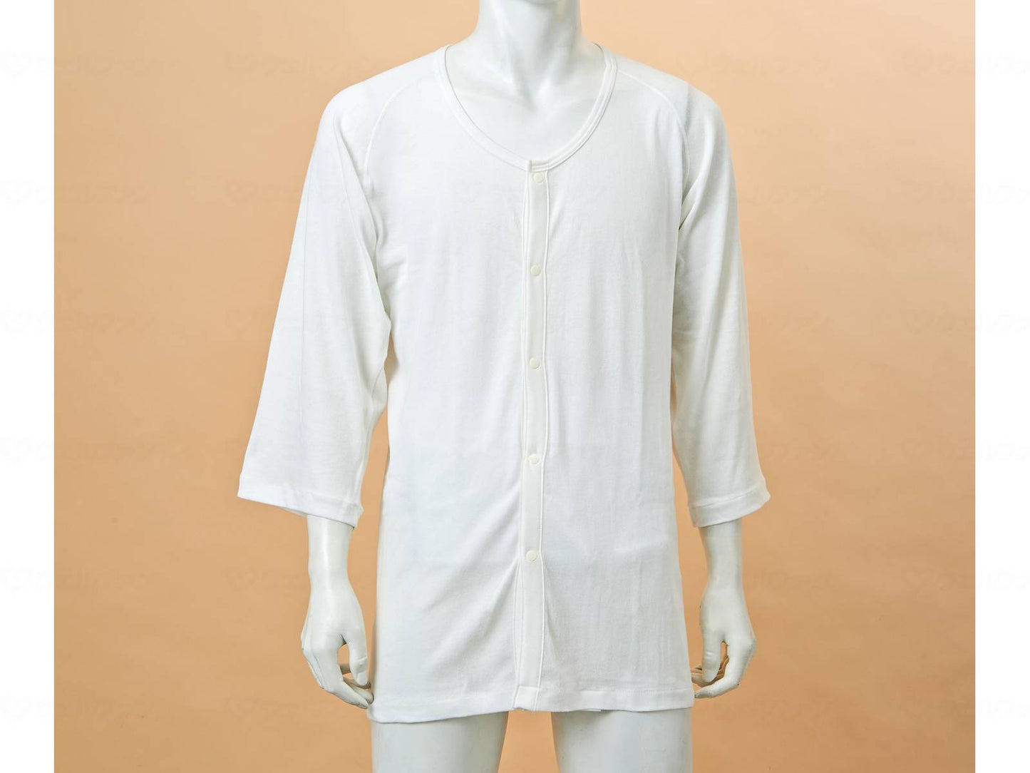 고베 생 絲紳士 갓비 노비노비 탄타치 속옷 7 분 소매 (넉크 포함) 오후 와이토 M ~ L