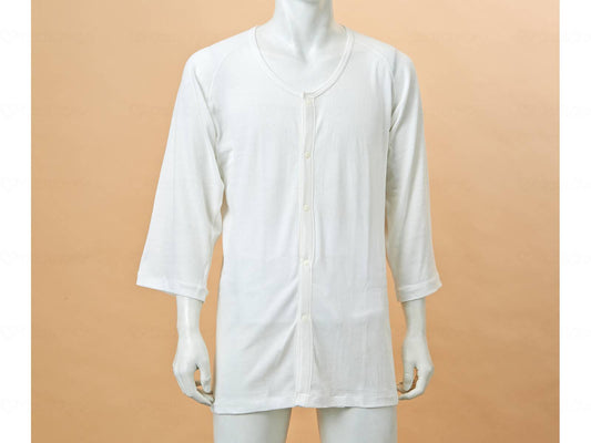 고베 생 絲紳士 갸비 노비 노비 옌타치 속옷 7 분 소매 (넉크 포함)