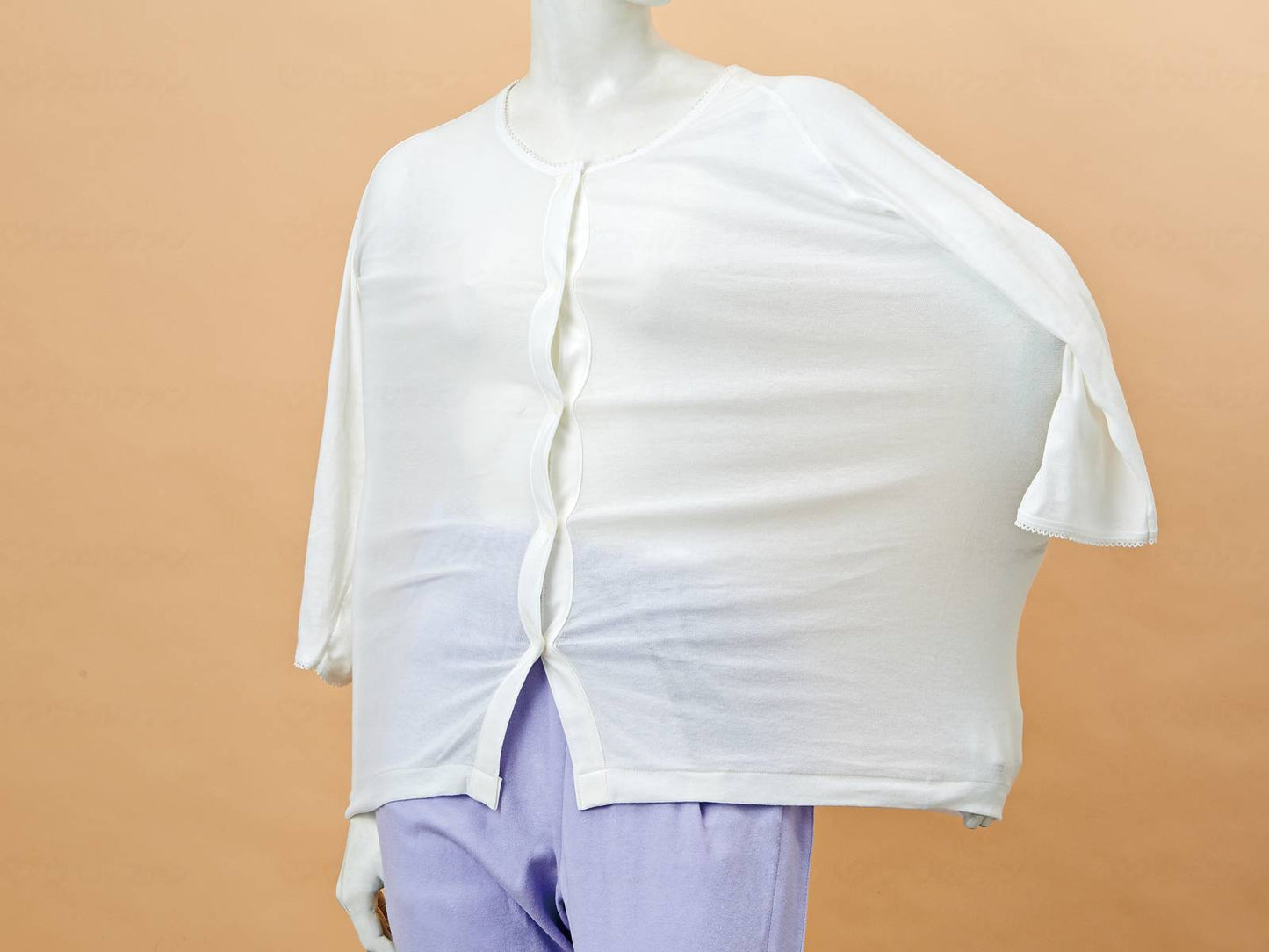 고베 생 絲婦人 갓비 노비비 닌타치 속옷 7 분 소매 (넉크 포함) 오후 와이토 L ~ LL