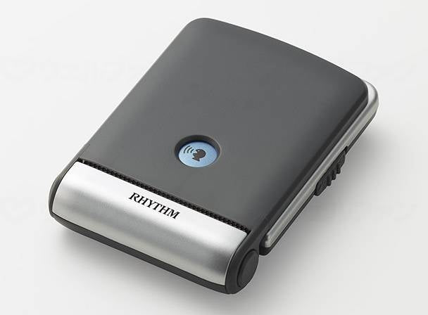 Rhythm Clock Co., Ltd. Voice-activated radio-controlled travel clock, silver