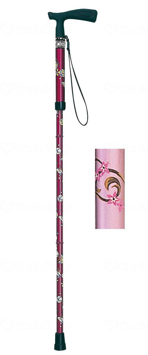 일진 의료기 조절식 접이식 T자 지팡이 “마벤리” 프린트 플라잉 핑크