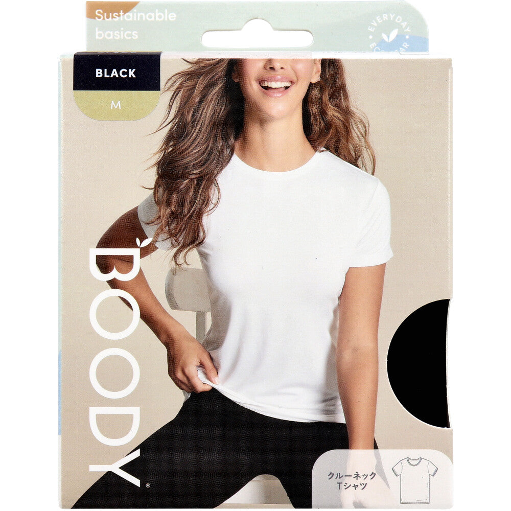 BOODY クルーネックＴシャツ Mサイズ ブラック 1 個