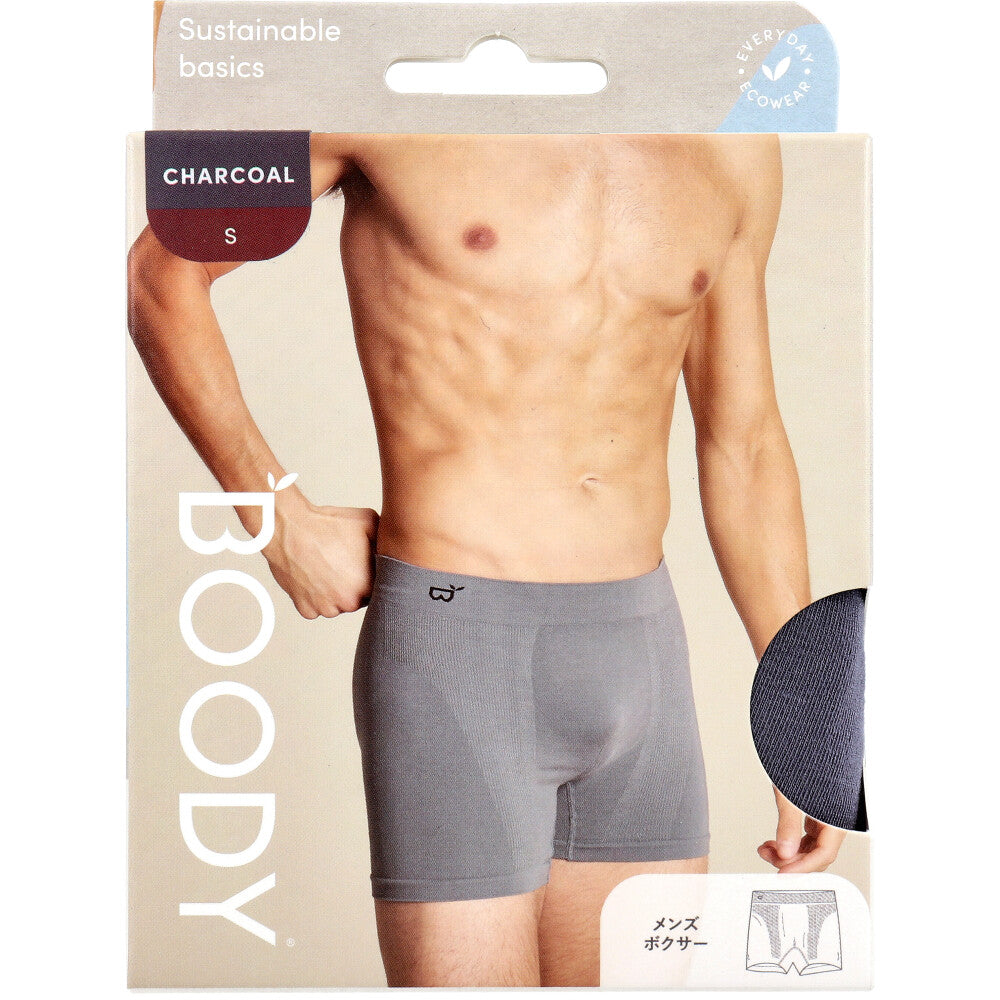 BOODY 남성 복서 S 사이즈 챠콜 1개