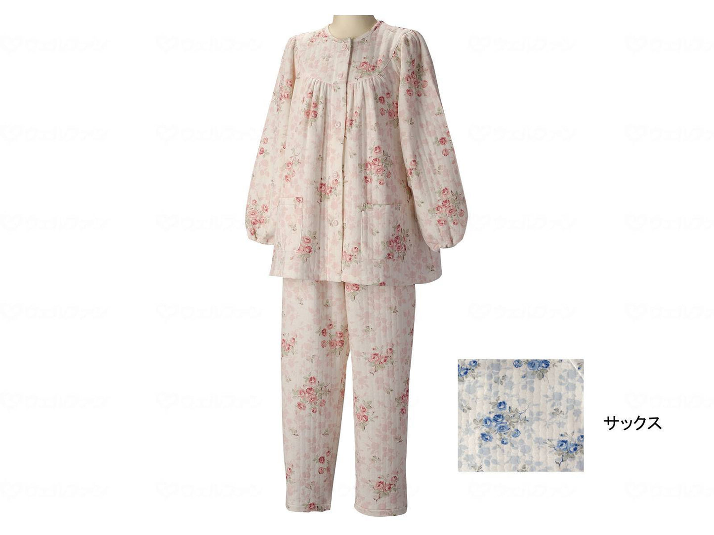 Gunze long sleeve pajamas (ladies set) for autumn and winter, sax, M