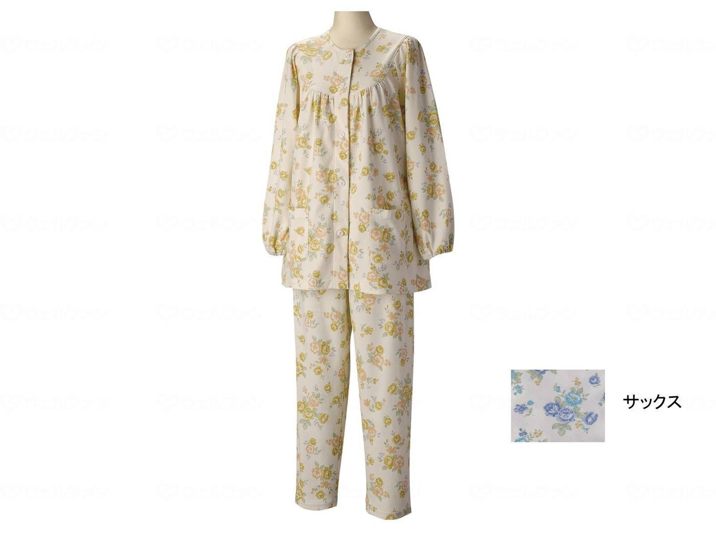 Gunze long sleeve pajamas (ladies' set) all year round, sax, S