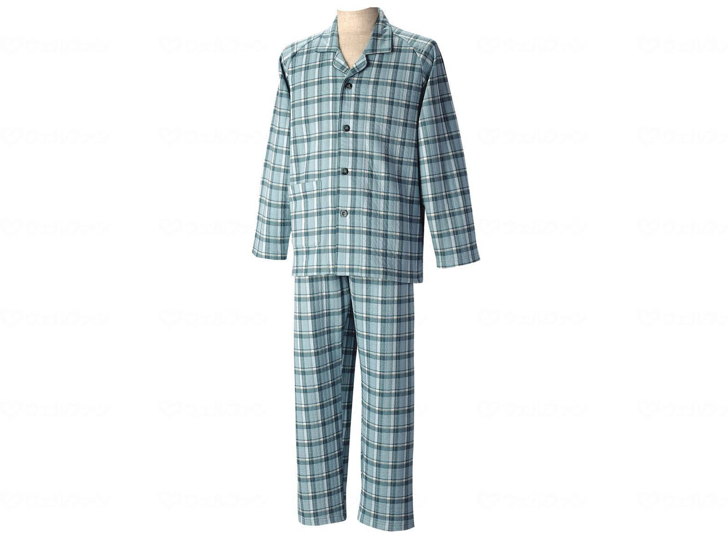 Gunze long sleeve pajamas (men's set) for autumn and winter, green, size M