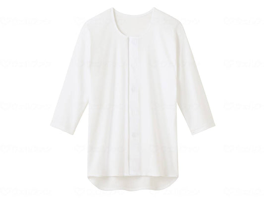 Gunze Men's 3/4 Sleeve One-Touch Shirt, White, M