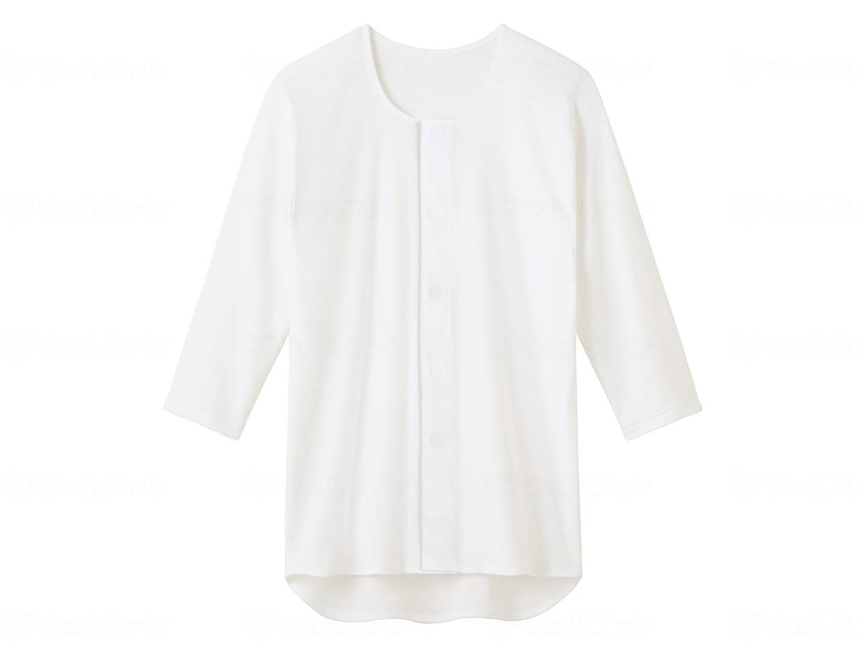 Gunze Men's 3/4 Sleeve One-Touch Shirt, White, S