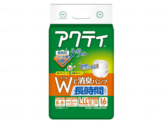 日本製紙クレシアTｱｸﾃｨWで消臭ﾊﾟﾝﾂ長時間ﾀｲﾌﾟL-LL16枚 袋 L-LL