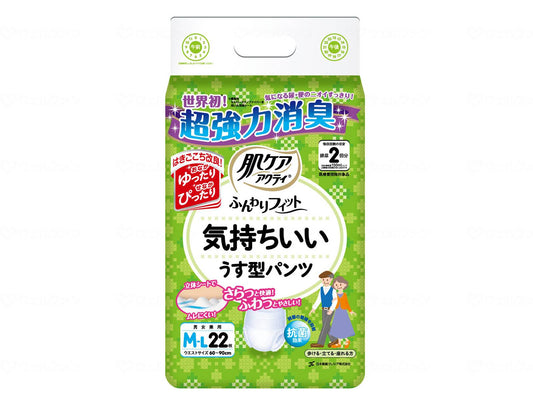 日本製紙クレシアふんわりﾌｨｯﾄ気持ちいいうす型ﾊﾟﾝﾂ 袋 M-L 22枚