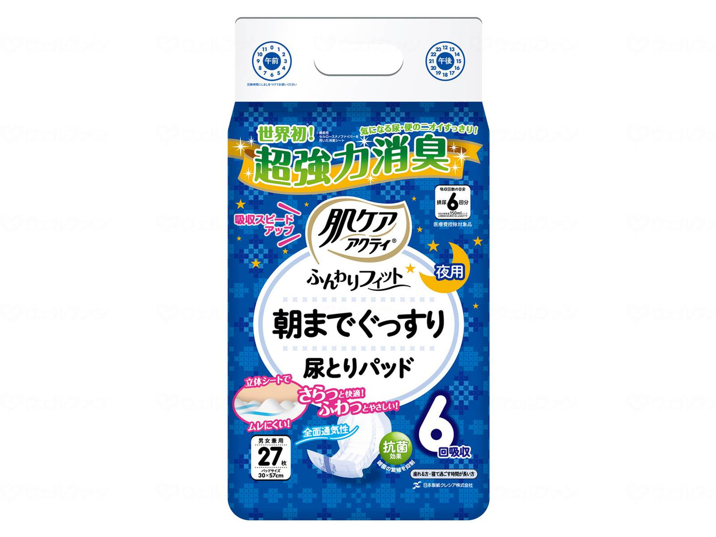 日本製紙クレシアふんわりﾌｨｯﾄ朝までｸﾞｯｽﾘ尿ﾄﾘﾊﾟｯﾄﾞ6回吸収 ｹｰｽ