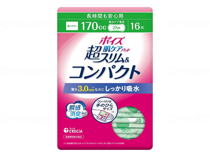 Nippon Paper Crecia Poise Skin Care Pads, Ultra Slim &amp; Compact, Bag, Long-lasting and Safe at Night, 16 Pads