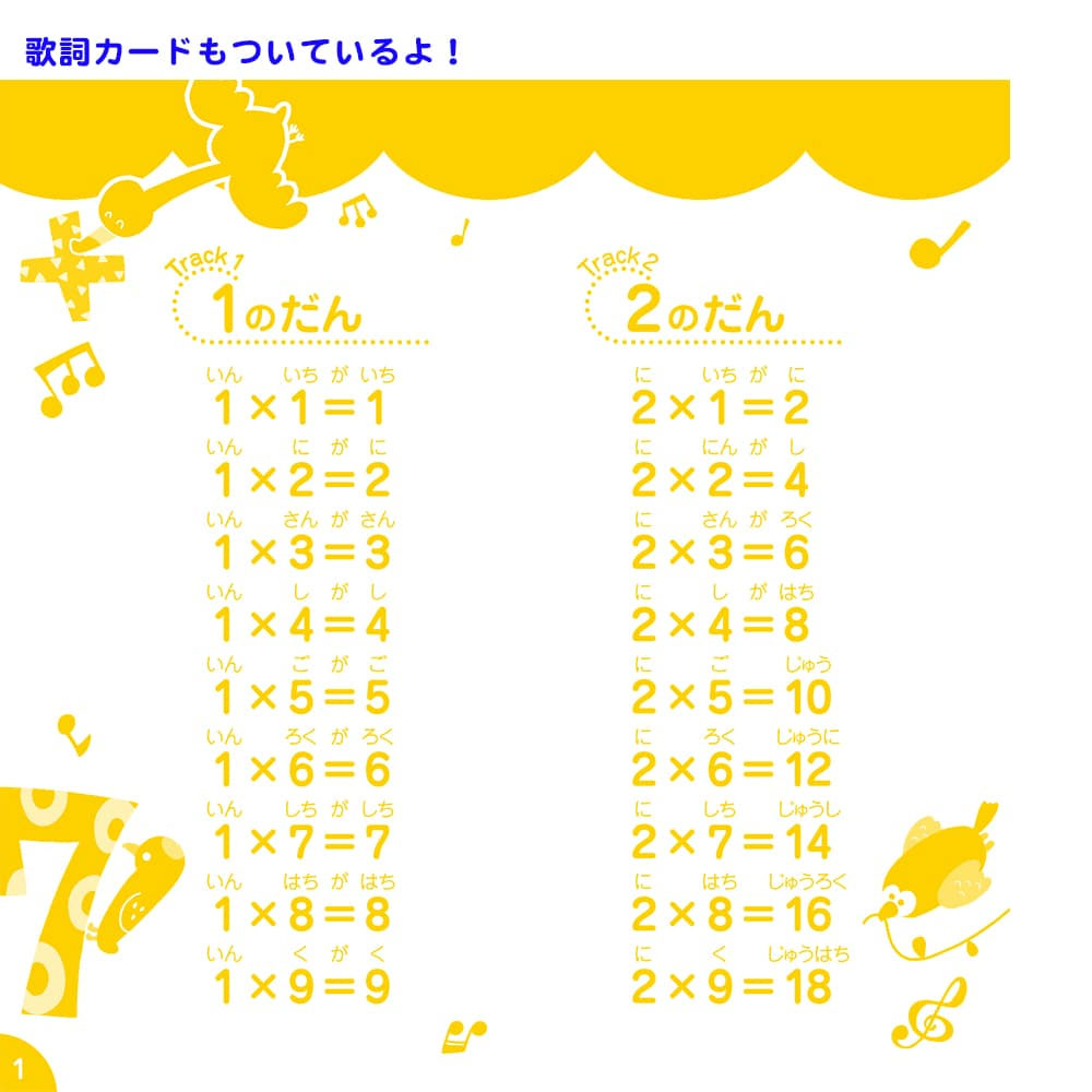 Shichida Method Learning Songs Multiplication Table Songs with CD and Multiplication Chart 1 piece